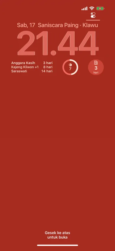 Widget Kalender Bali di Layar Kunci iPhone
