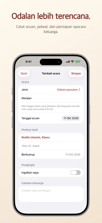 Screenshot App Store: Odalan lebih terencana
